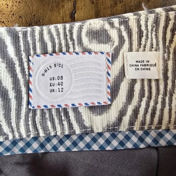 Anthropologie By Postmark Brown Cream Wood Grain Straight Print Pencil Skirt 8 - Picture 6 of 7